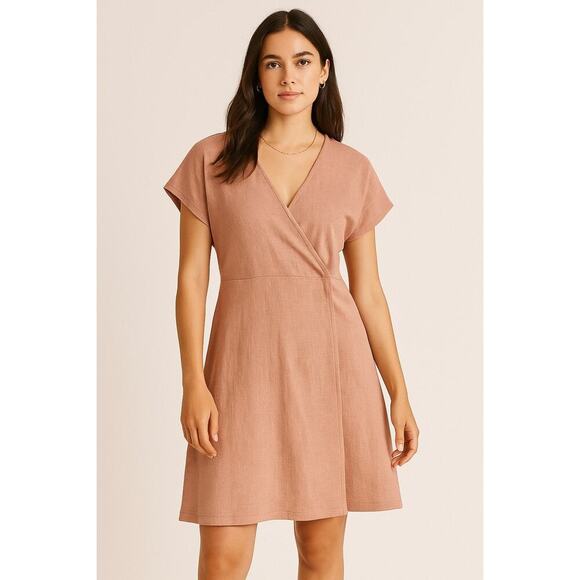 Madewell Dresses & Skirts - Madewell Blush Faux Wrap Knit Midi Dress - Size M